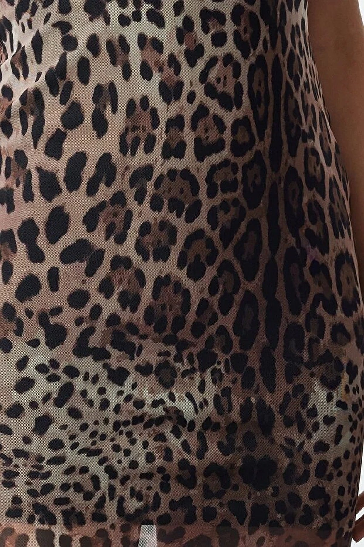 Fitted Leopard Print Tulle Woven Dress