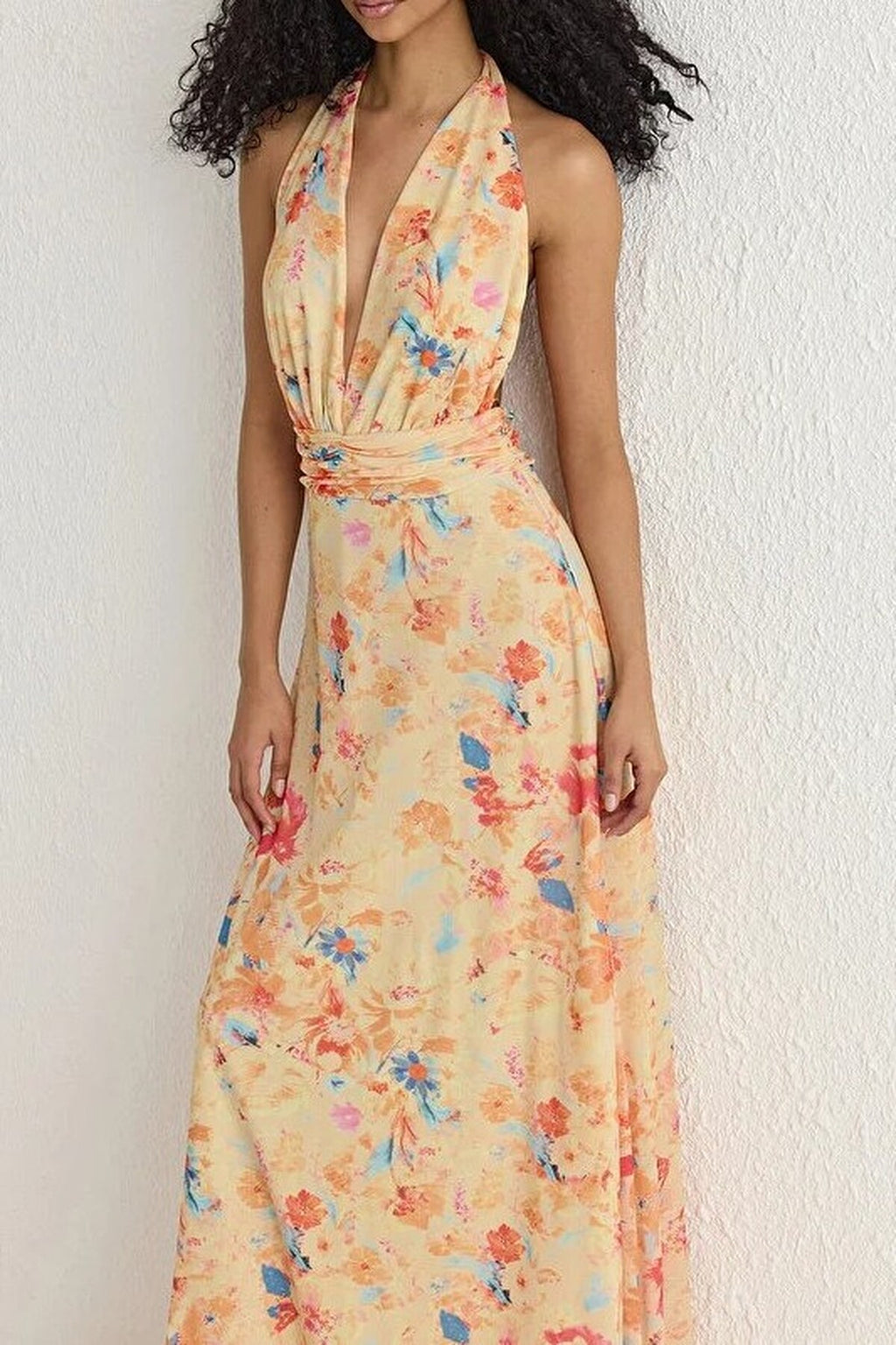 A-Line Floral Patterned Flowy Tulle Long Dress
