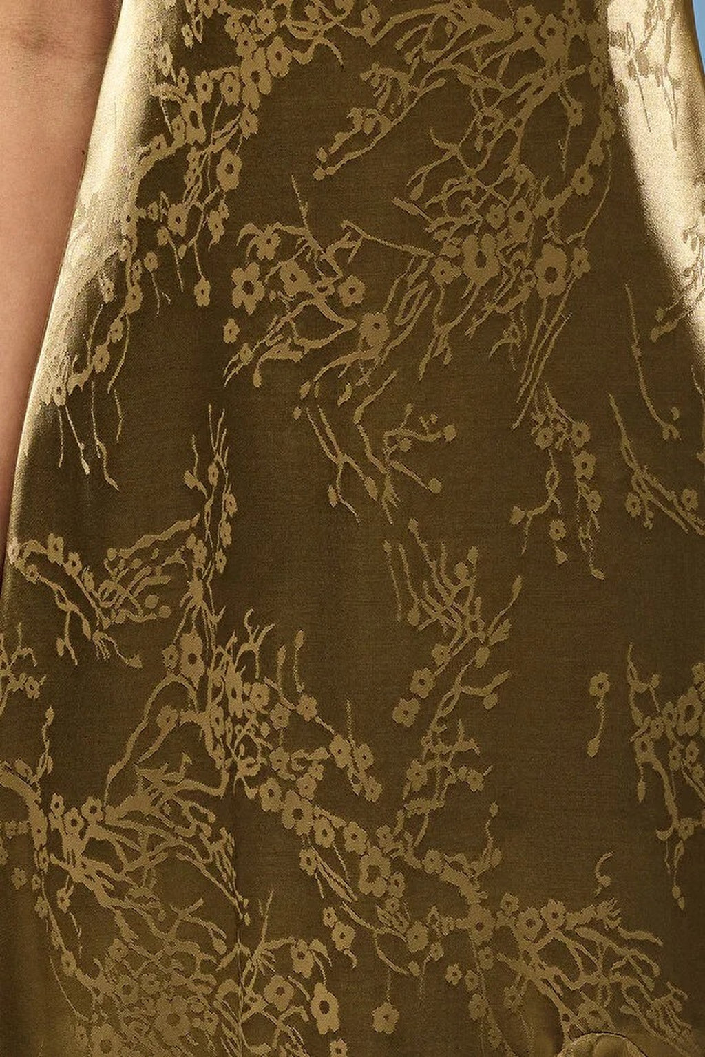 A-Line V-Neck Satin Woven Long Elegant Evening Dress