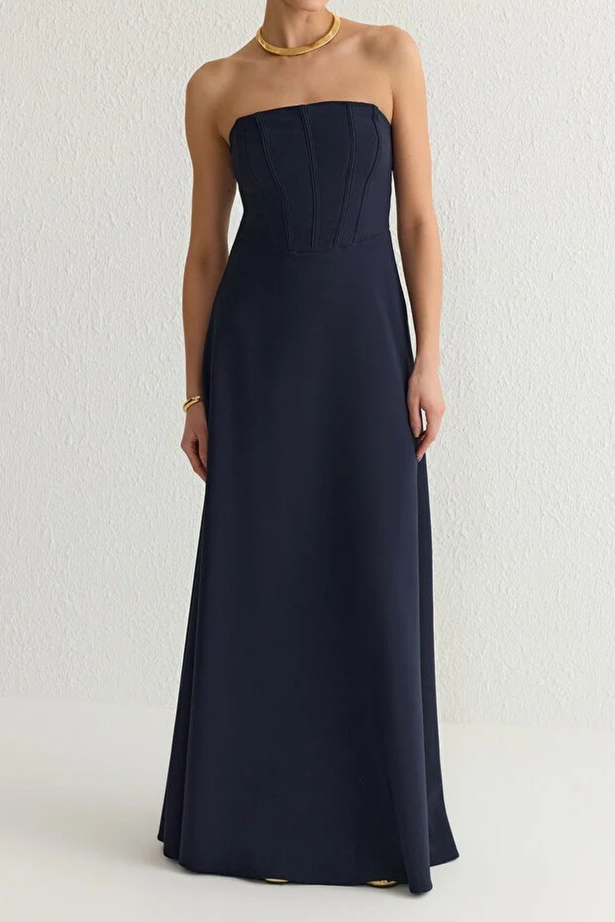 A-Line Strapless Woven Long Dress