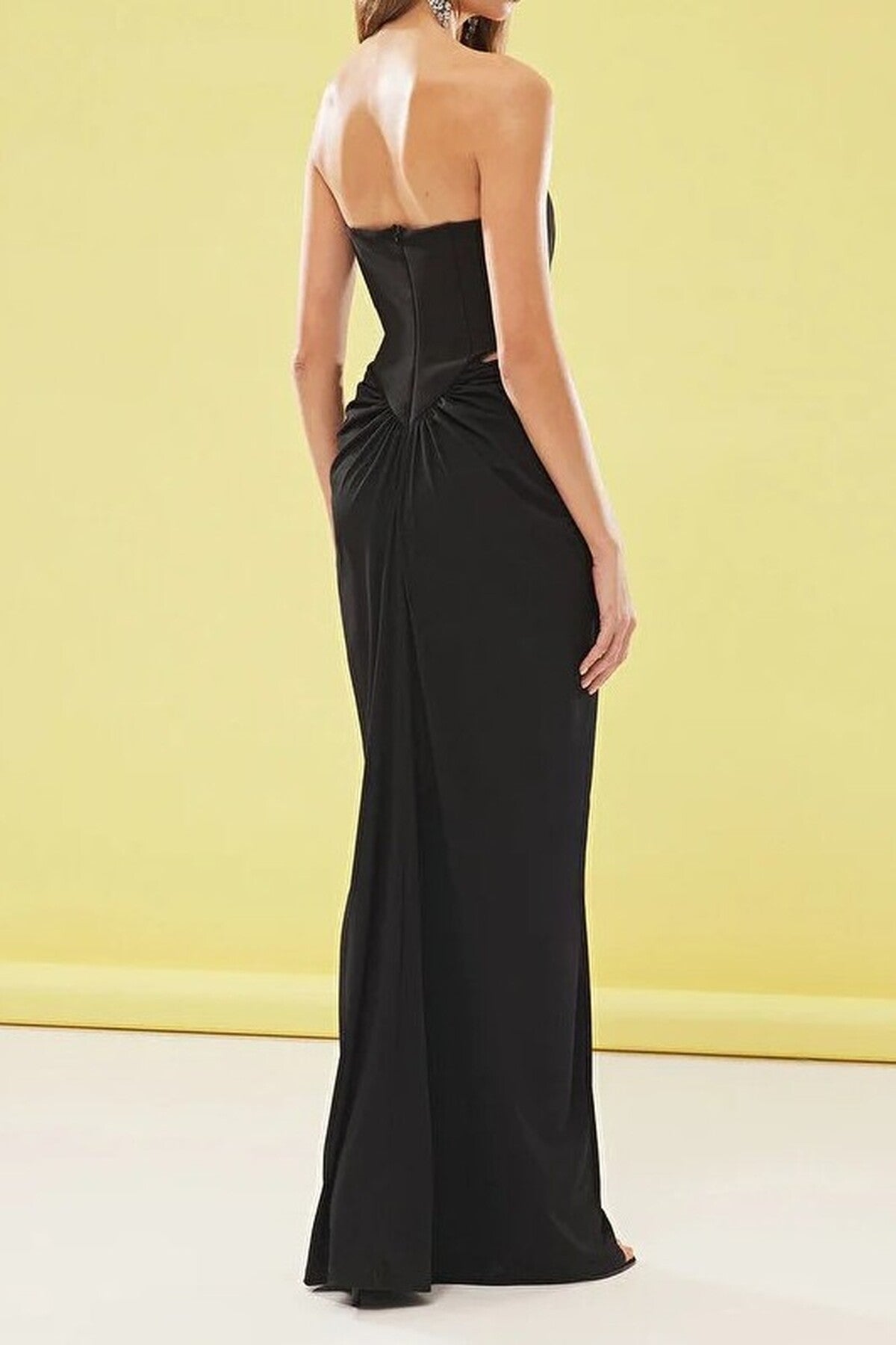 Long Evening Dress with Waist Cutout and Corset-Look