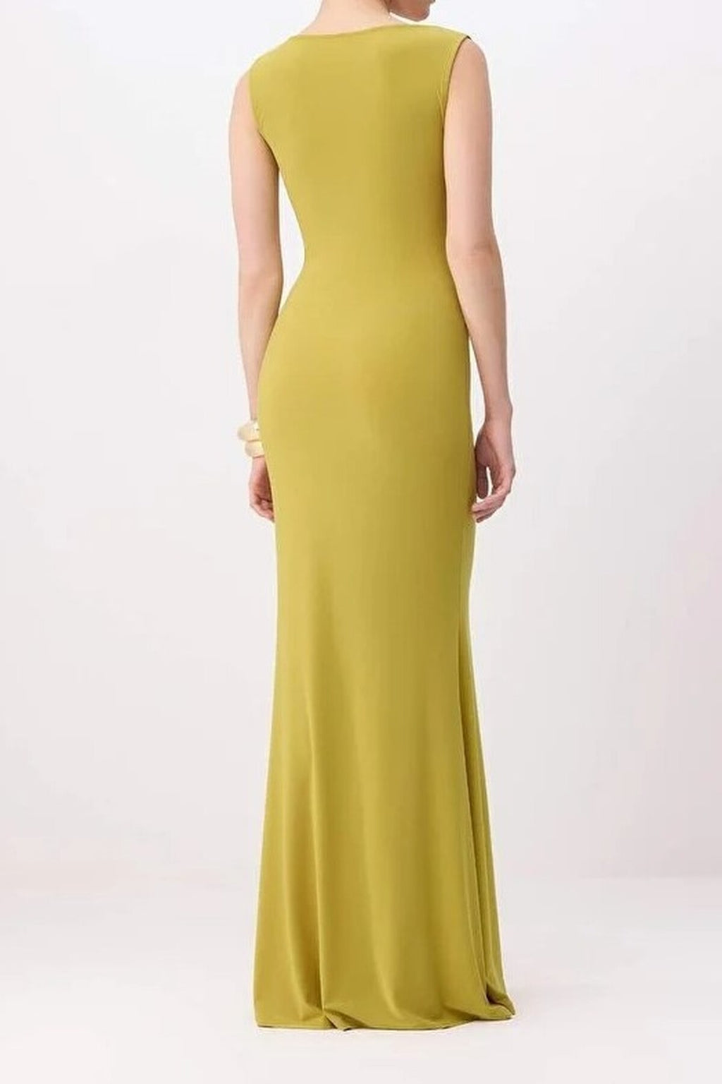 Plain Straight Cut Knitted Maxi Evening Dress with Accessory Details