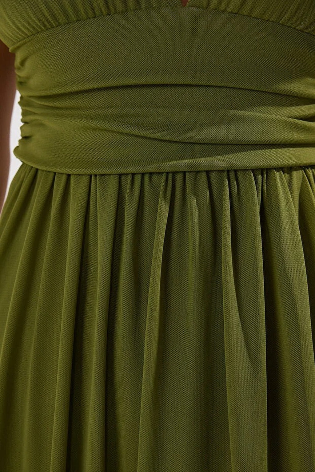 A-Line V-Neck Flowy Tulle Knit Long Elegant Evening Dress