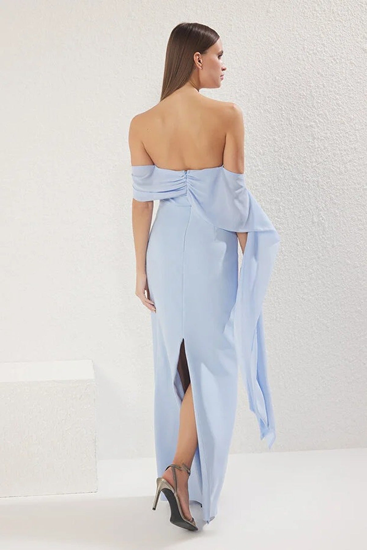 Carmen Neckline Long Evening Gown
