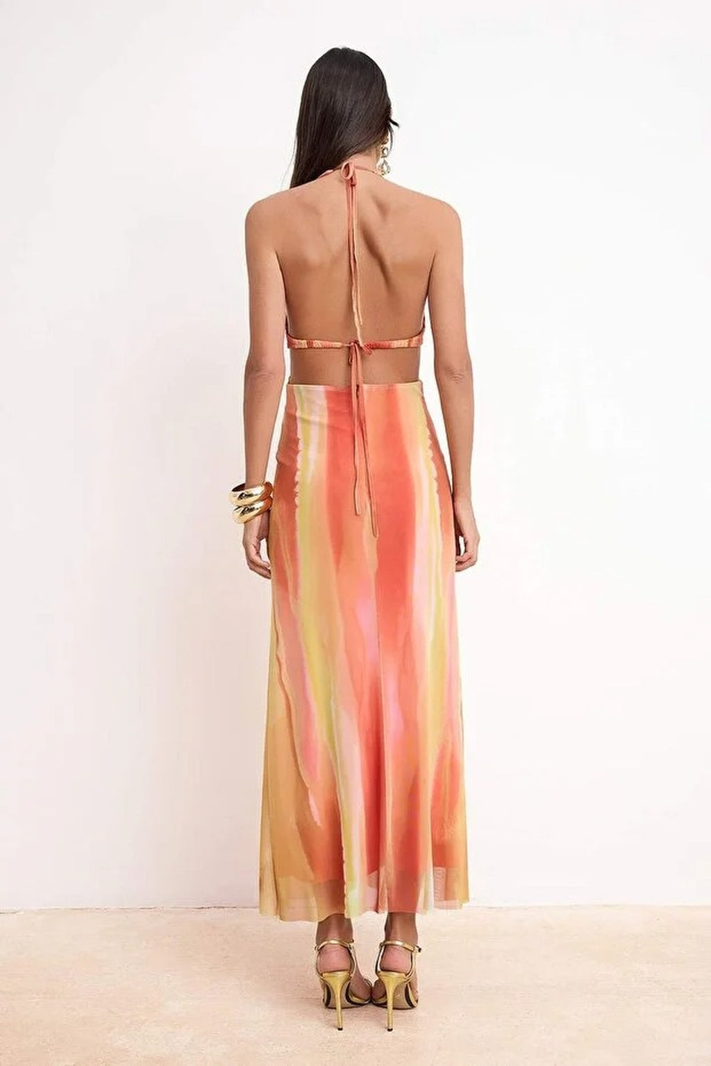 Knitted Tulle Maxi Evening Dress