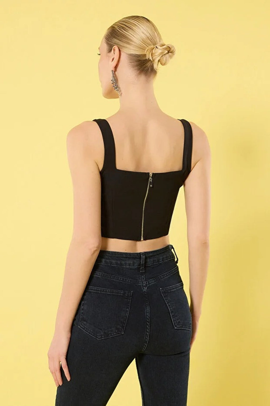 Crop Lace Detail Woven Elegant Bustier