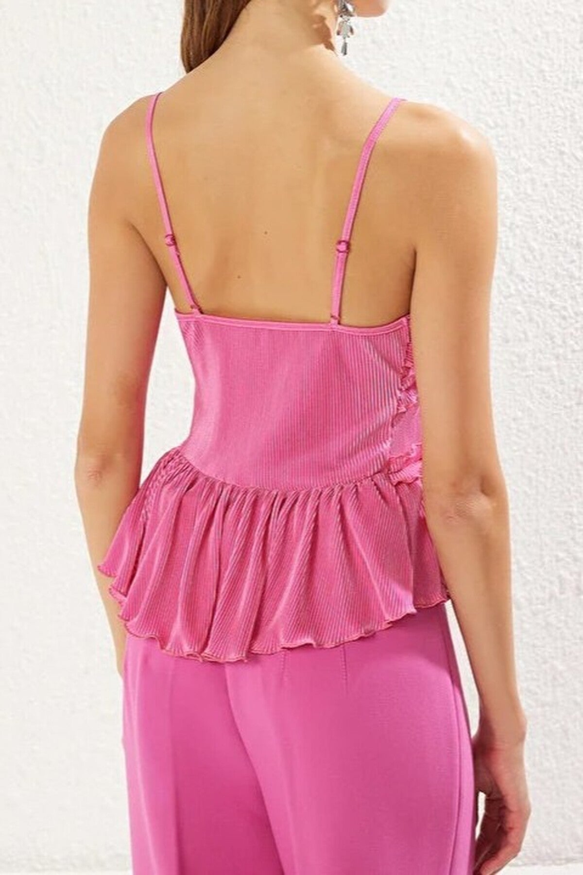 Ruffled Pleated Knit Blouse