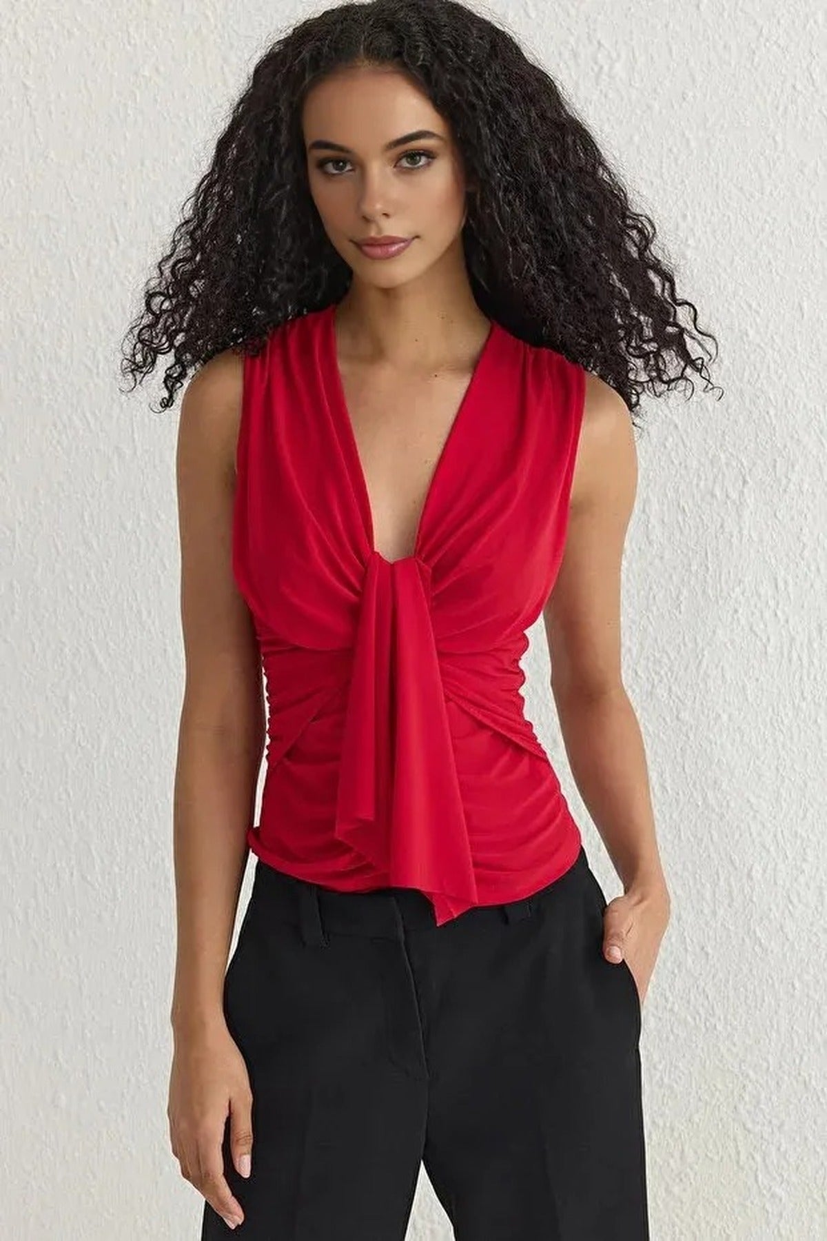 Drape Detail Knitted Blouse