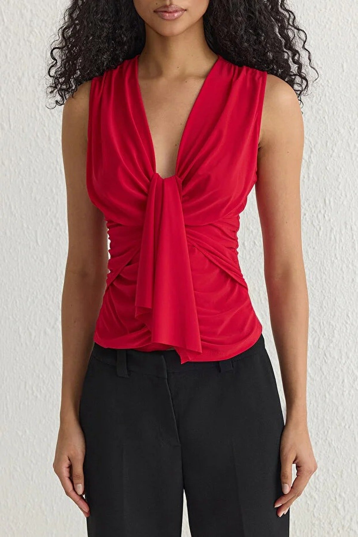 Drape Detail Knitted Blouse