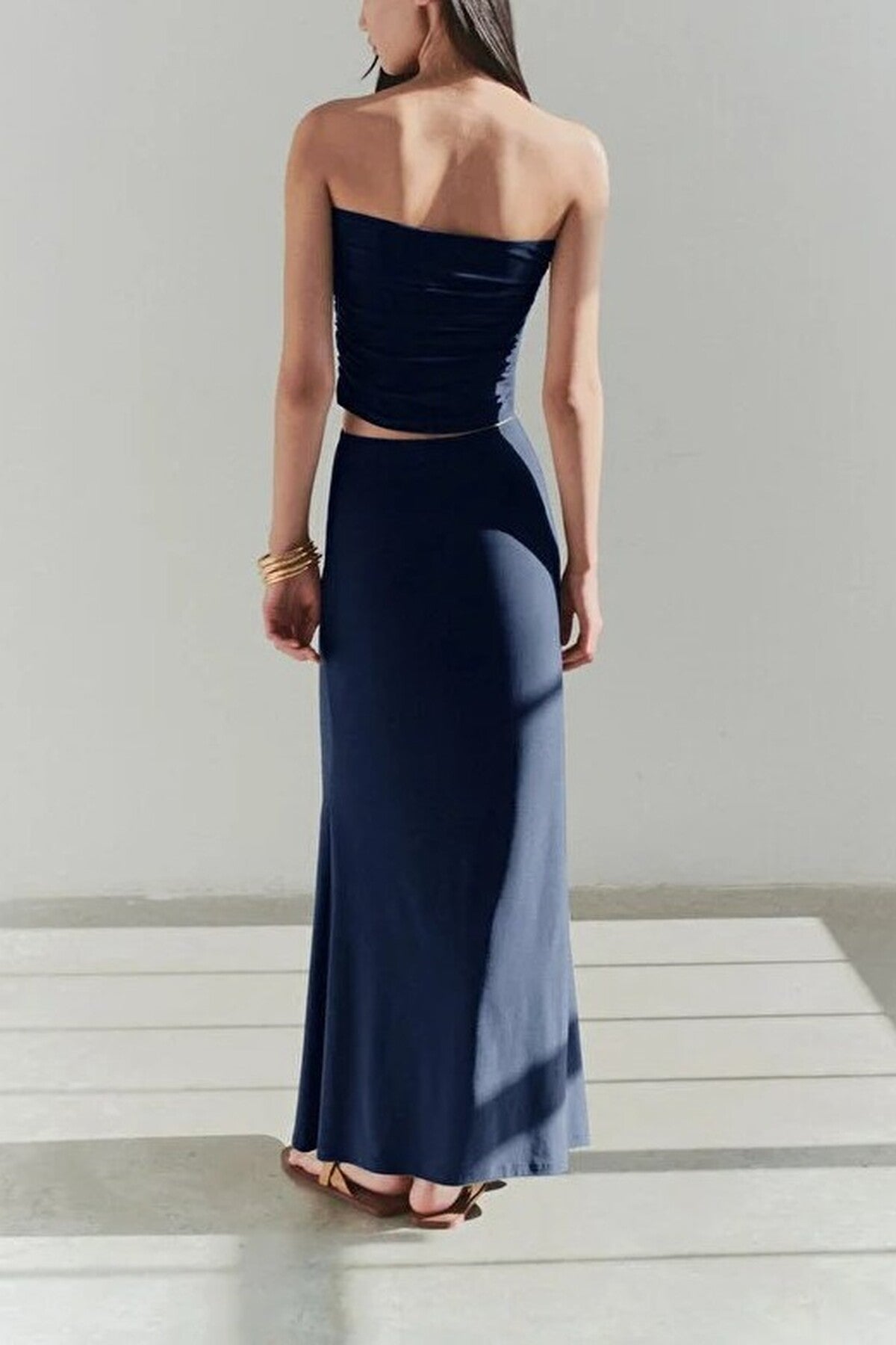 Strapless Knitted Elegant Blouse with Accessory Details
