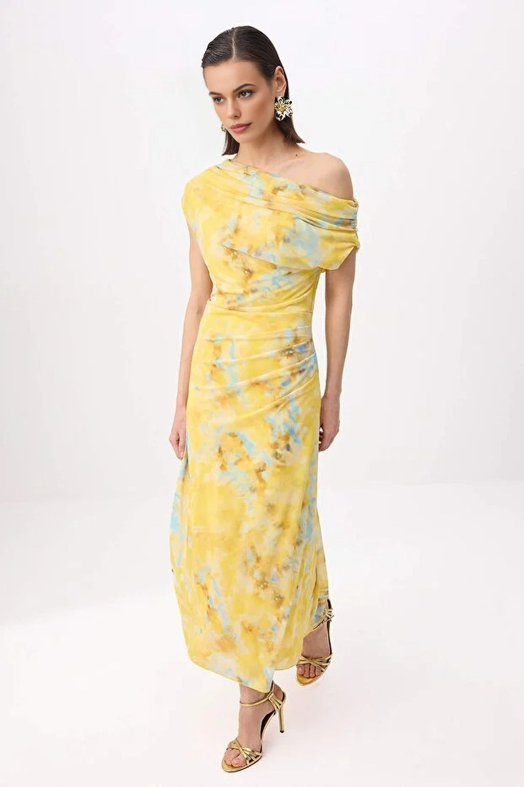 Floral Straight Knitted Tulle Maxi Dress