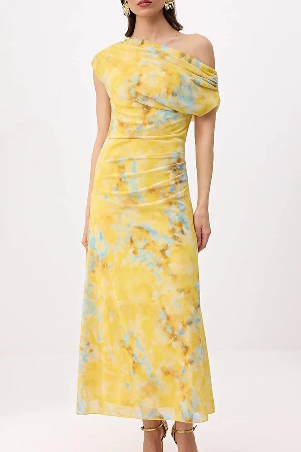 Floral Straight Knitted Tulle Maxi Dress