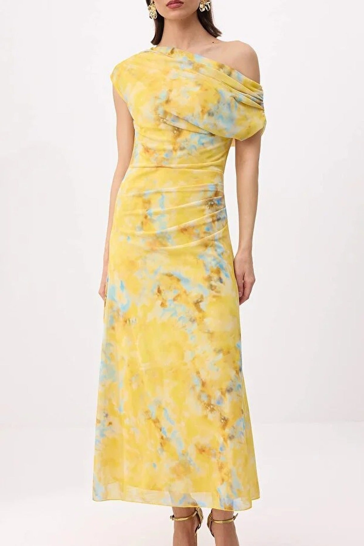 Floral Straight Knitted Tulle Maxi Dress