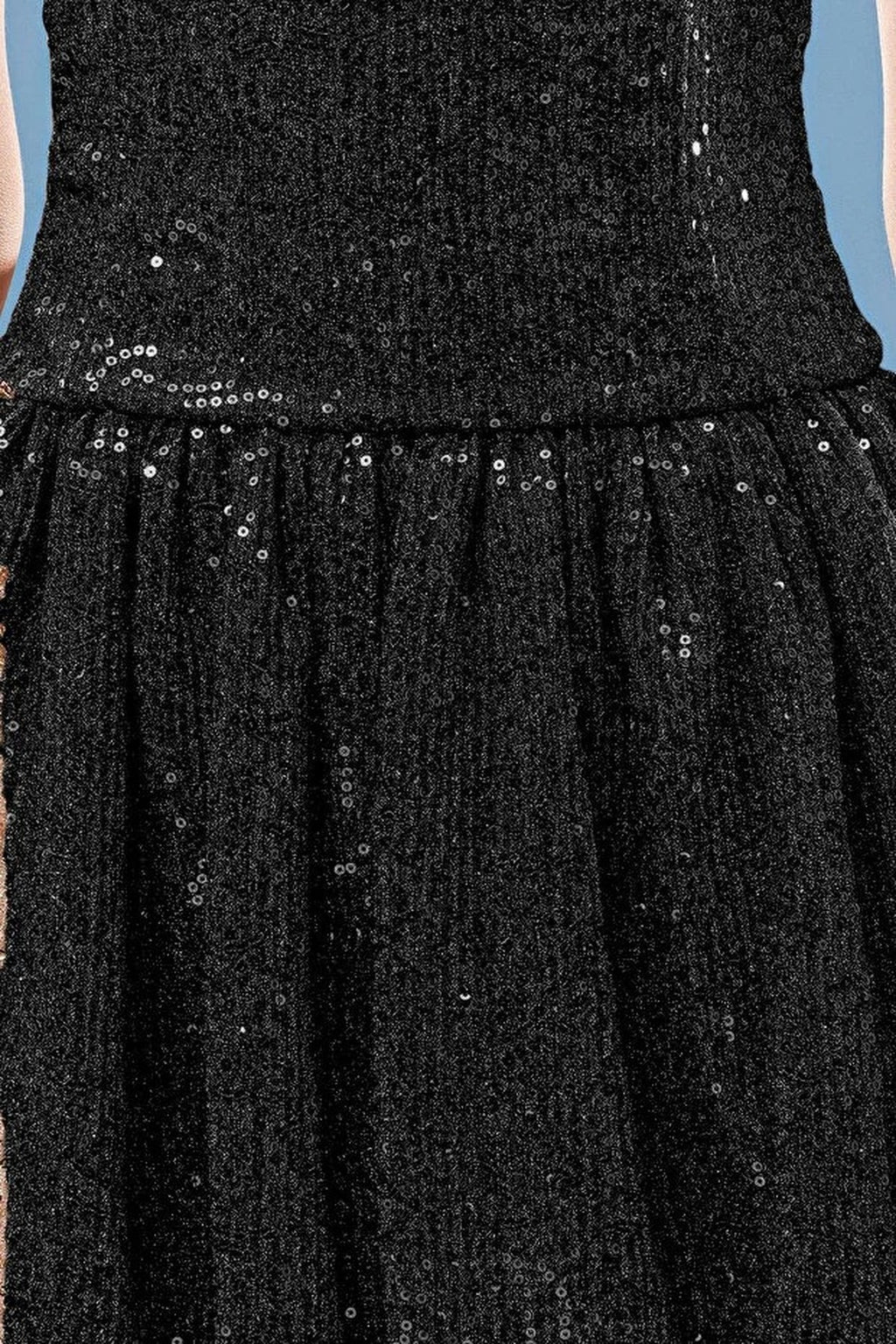 Balloon Skirt Detail Sequin Knit Short Dress