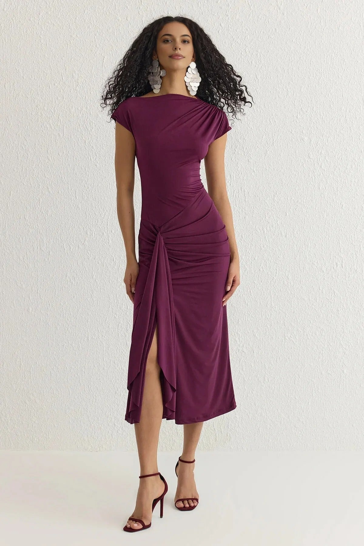Fitted Adjustable Back Lace-Up Lined Knitted Dress