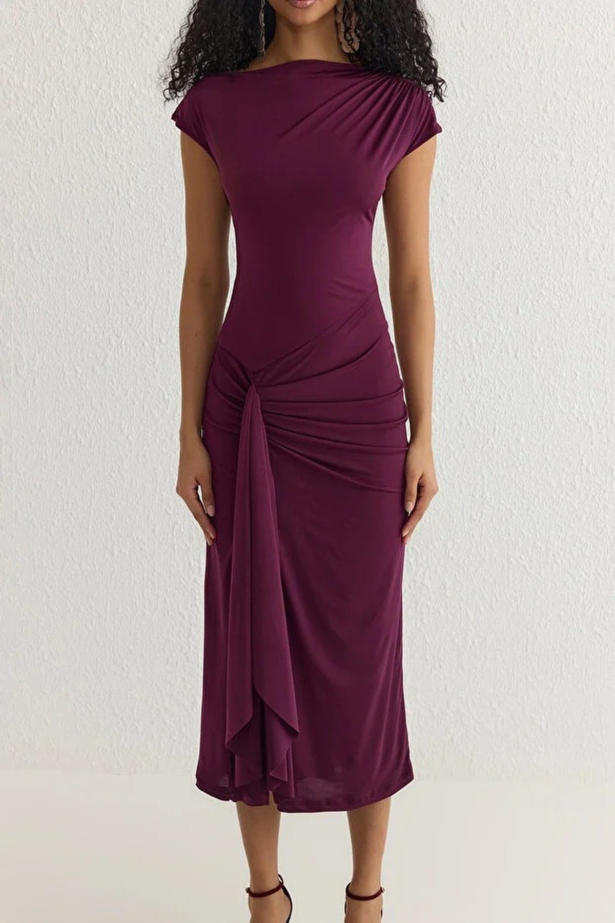 Fitted Adjustable Back Lace-Up Lined Knitted Dress
