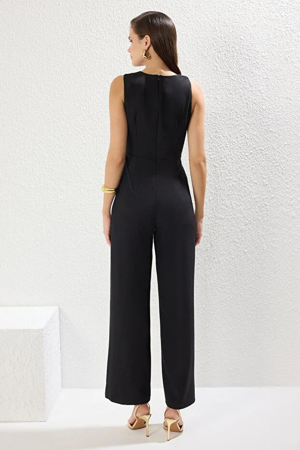 Woven Jumpsuit with Chain Accessory Detail