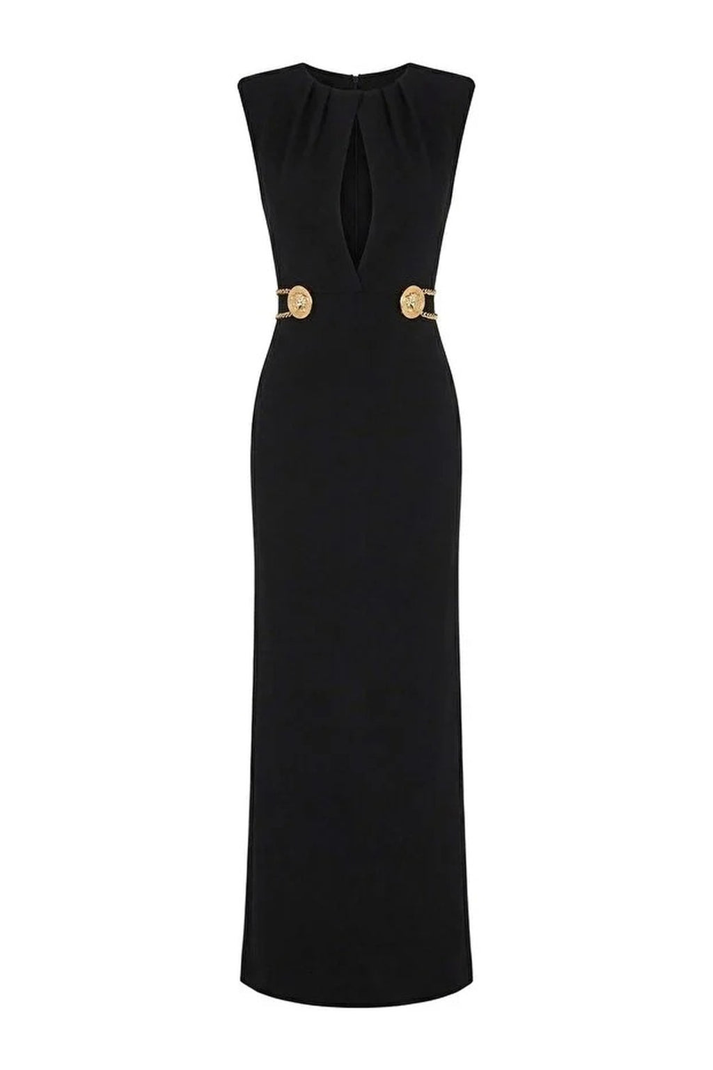 Cut Out Maxi Evening Dress with Accessory Details