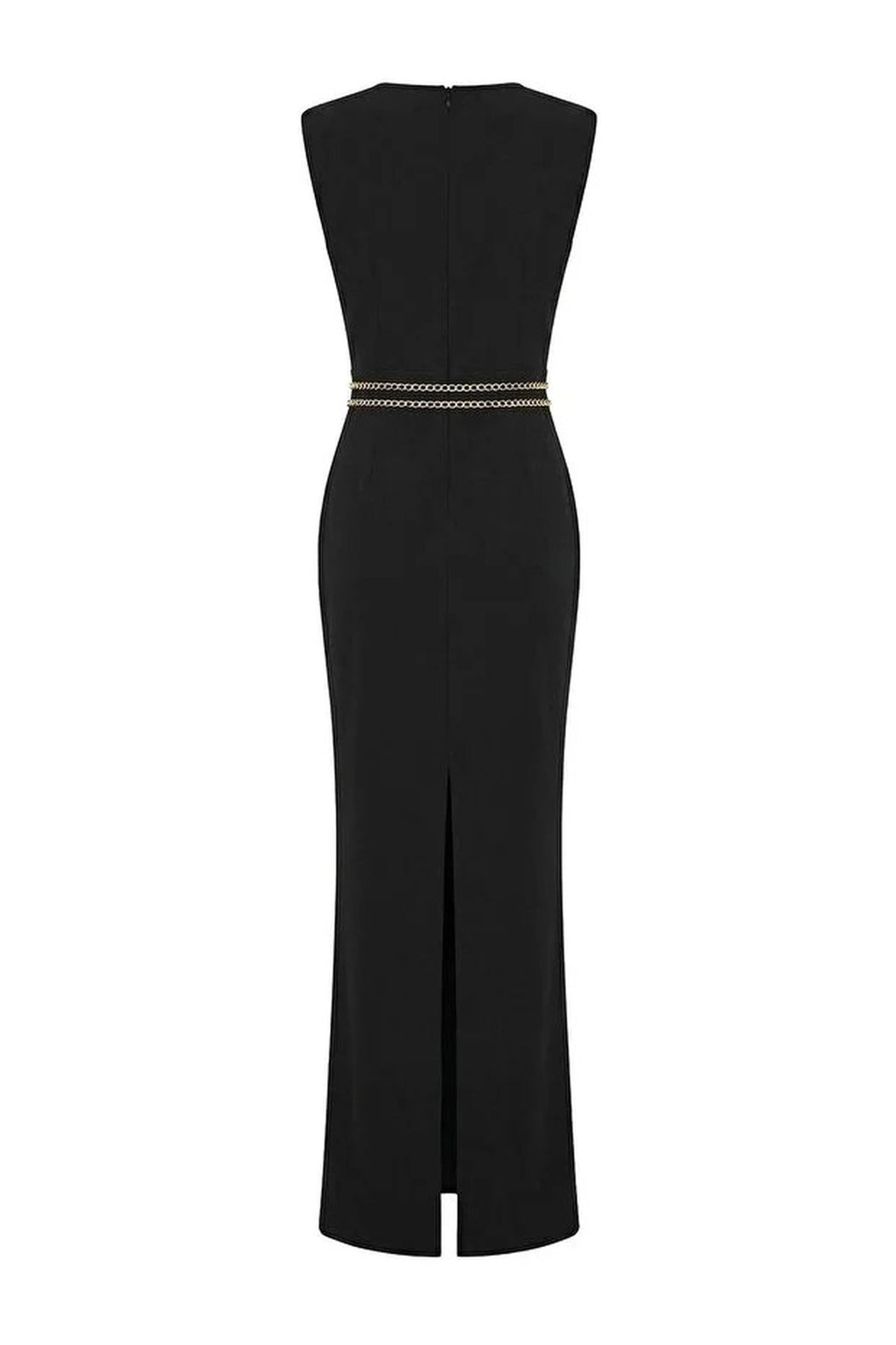 Cut Out Maxi Evening Dress with Accessory Details