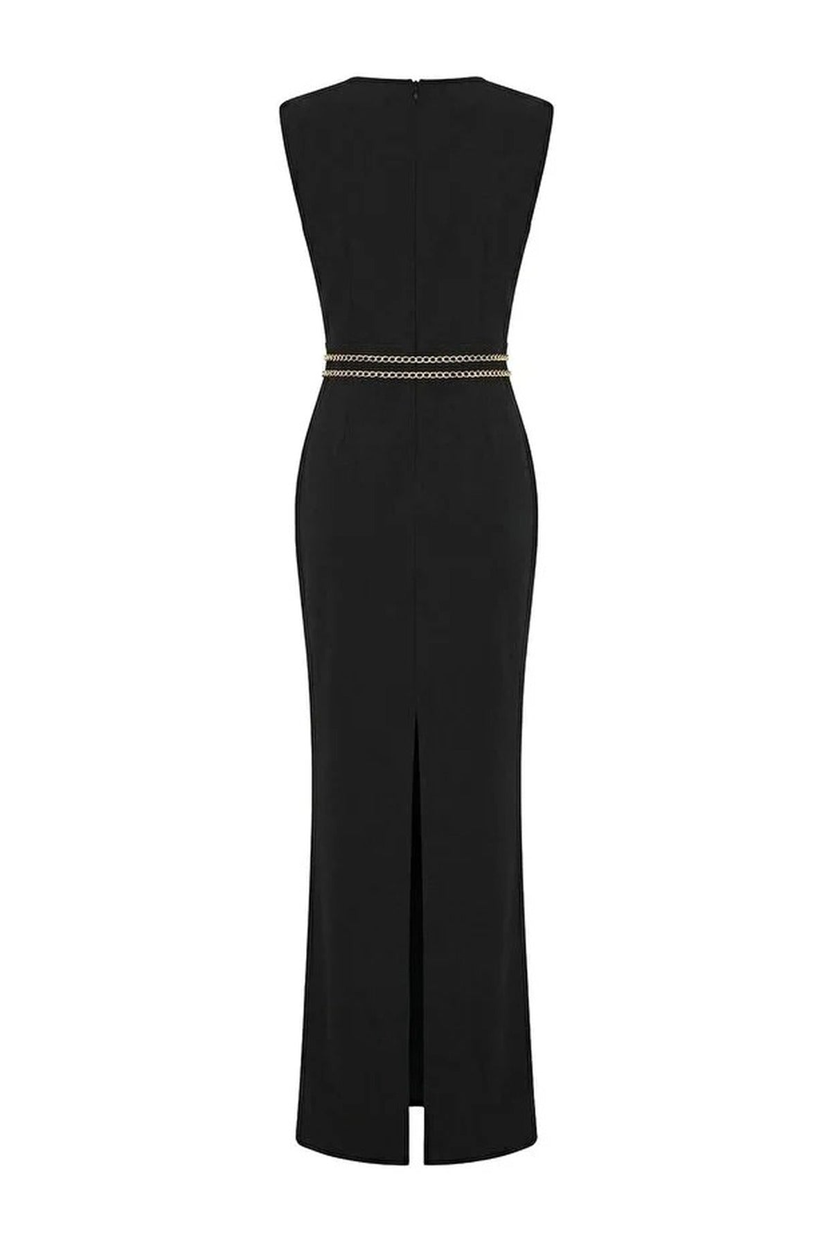 Cut Out Maxi Evening Dress with Accessory Details