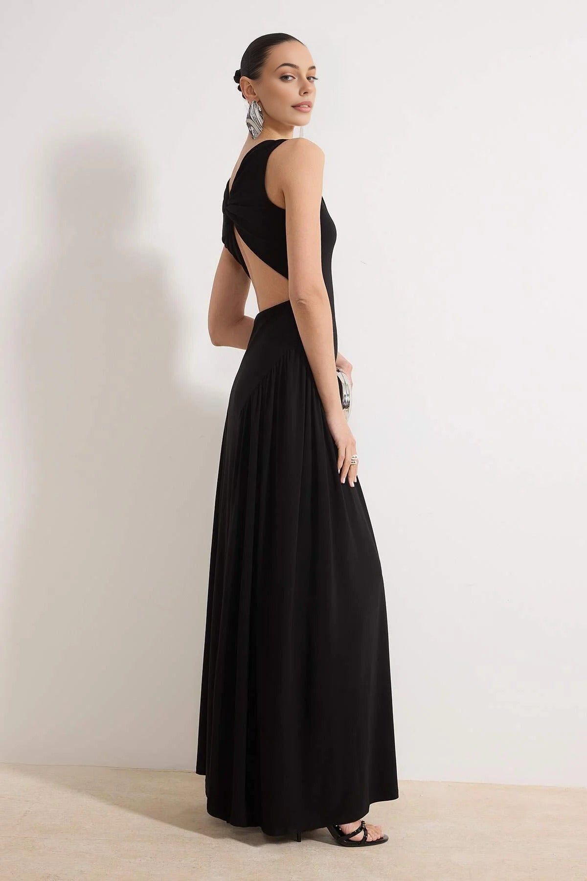 Back Detail Knitted Maxi Evening Dress