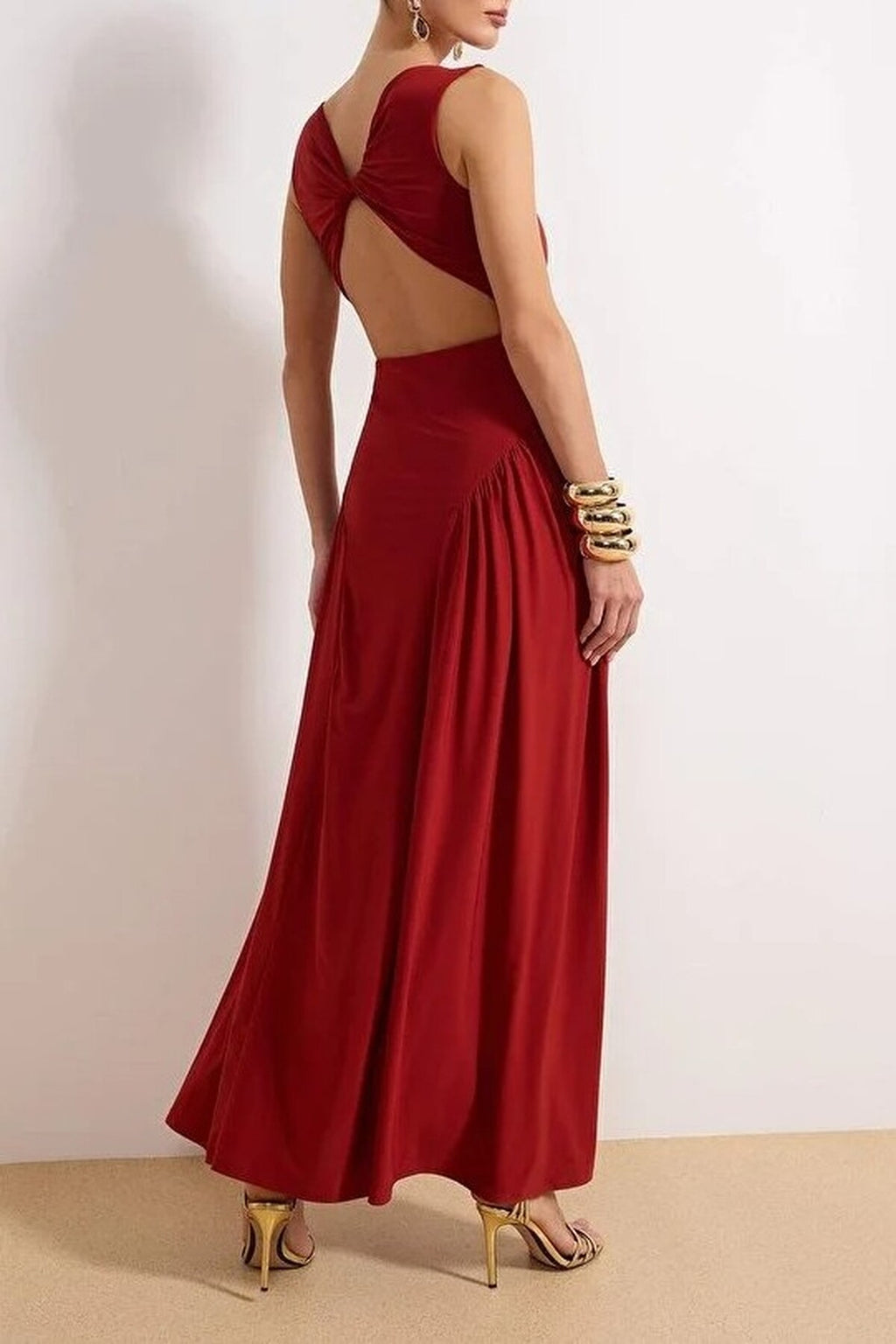 Back Detail Knitted Maxi Evening Dress