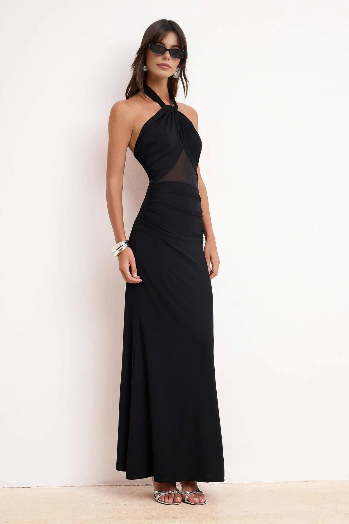 Crepe Knit Maxi Evening Dress