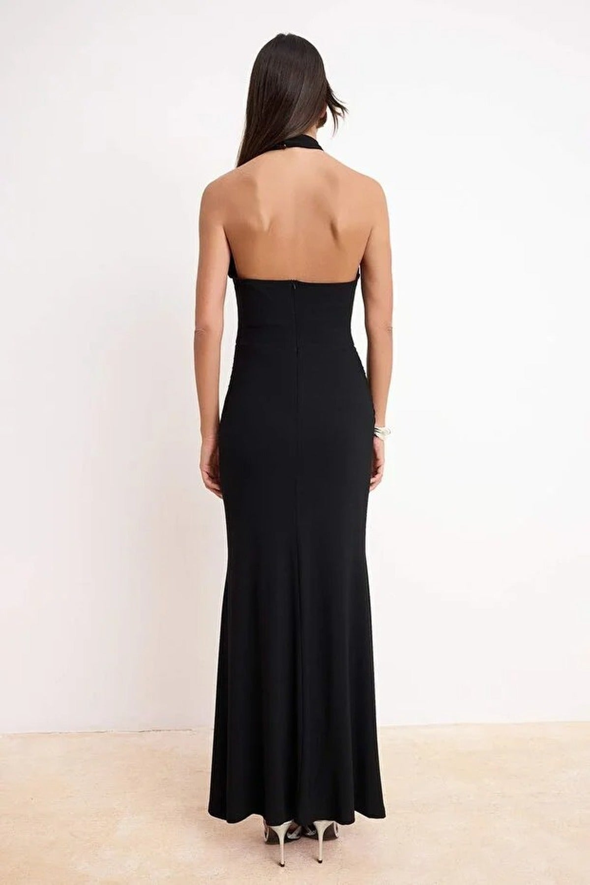 Crepe Knit Maxi Evening Dress