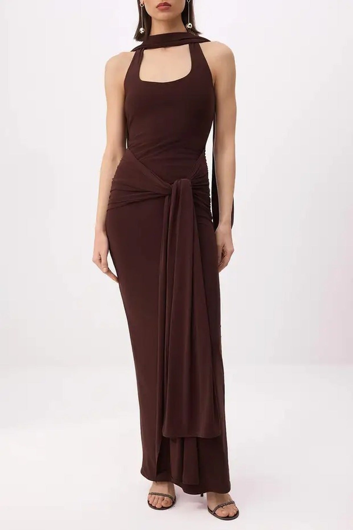 Fular Neck Tie Detail Maxi Dress