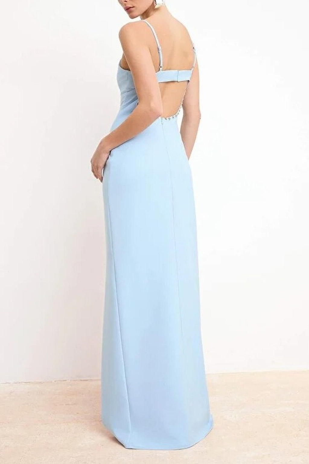Woven Maxi Evening Dress with Accessory Details