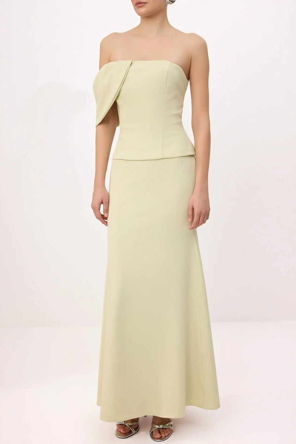 Strapless Woven Finike Maxi Evening Dress