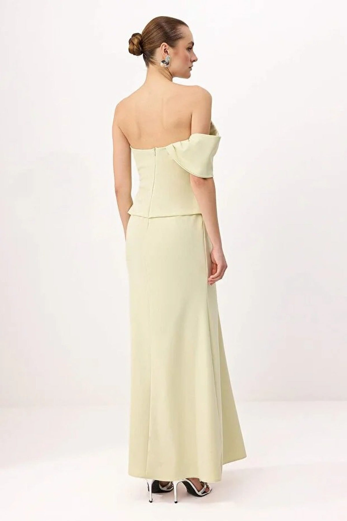 Strapless Woven Finike Maxi Evening Dress