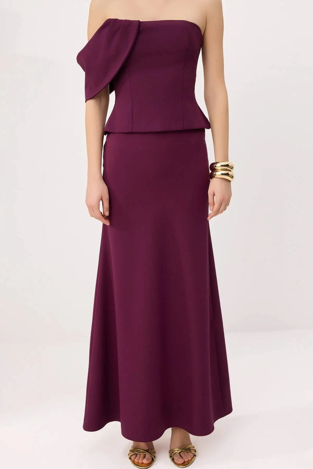 Strapless Woven Finike Maxi Evening Dress
