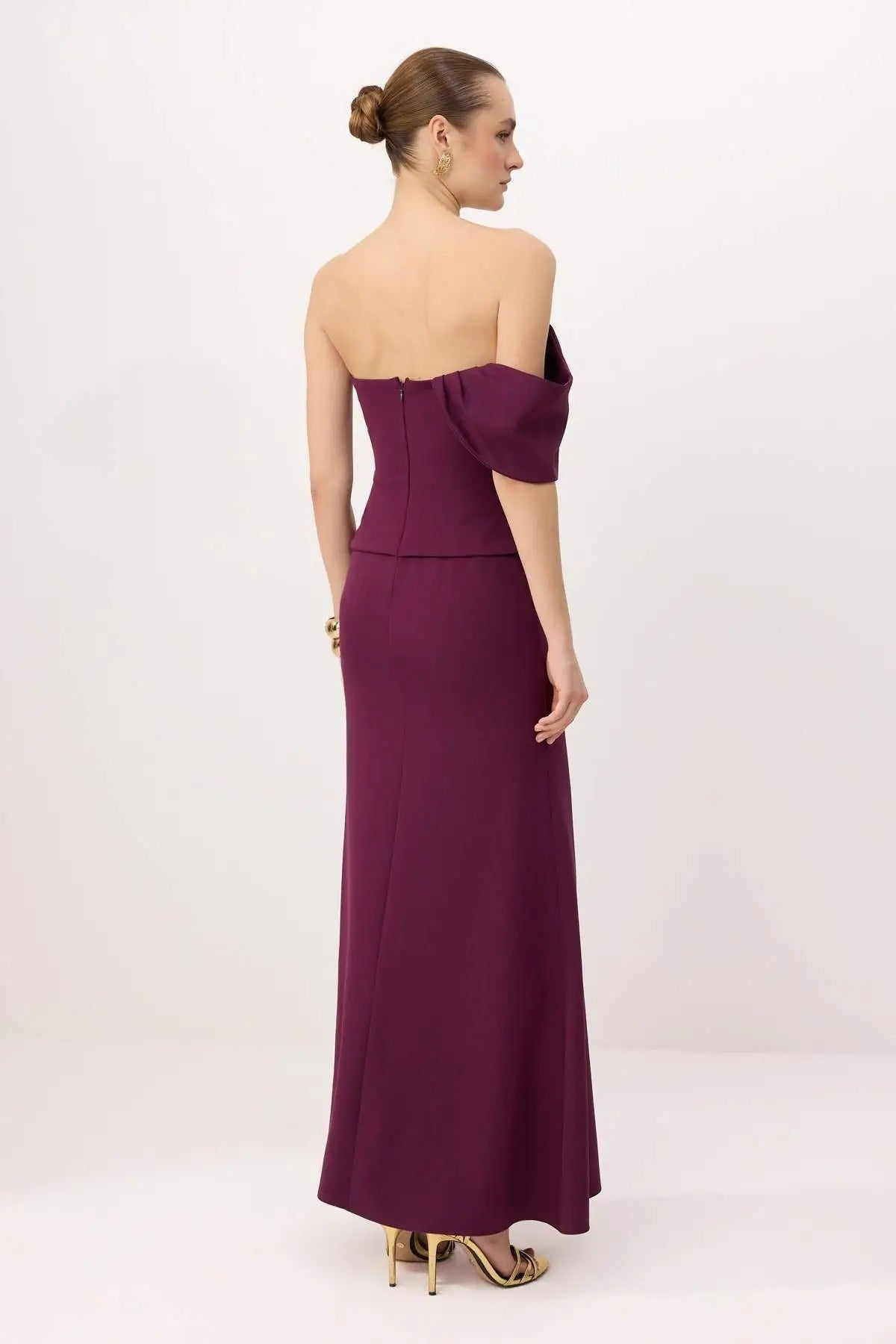 Strapless Woven Finike Maxi Evening Dress