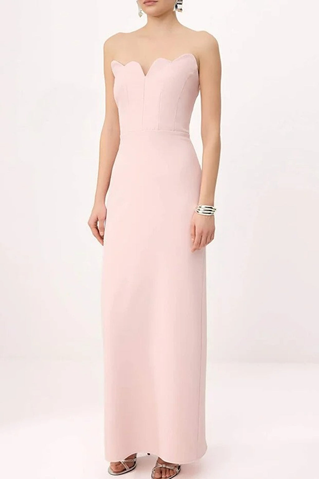Strapless Woven Finike Maxi Evening Dress