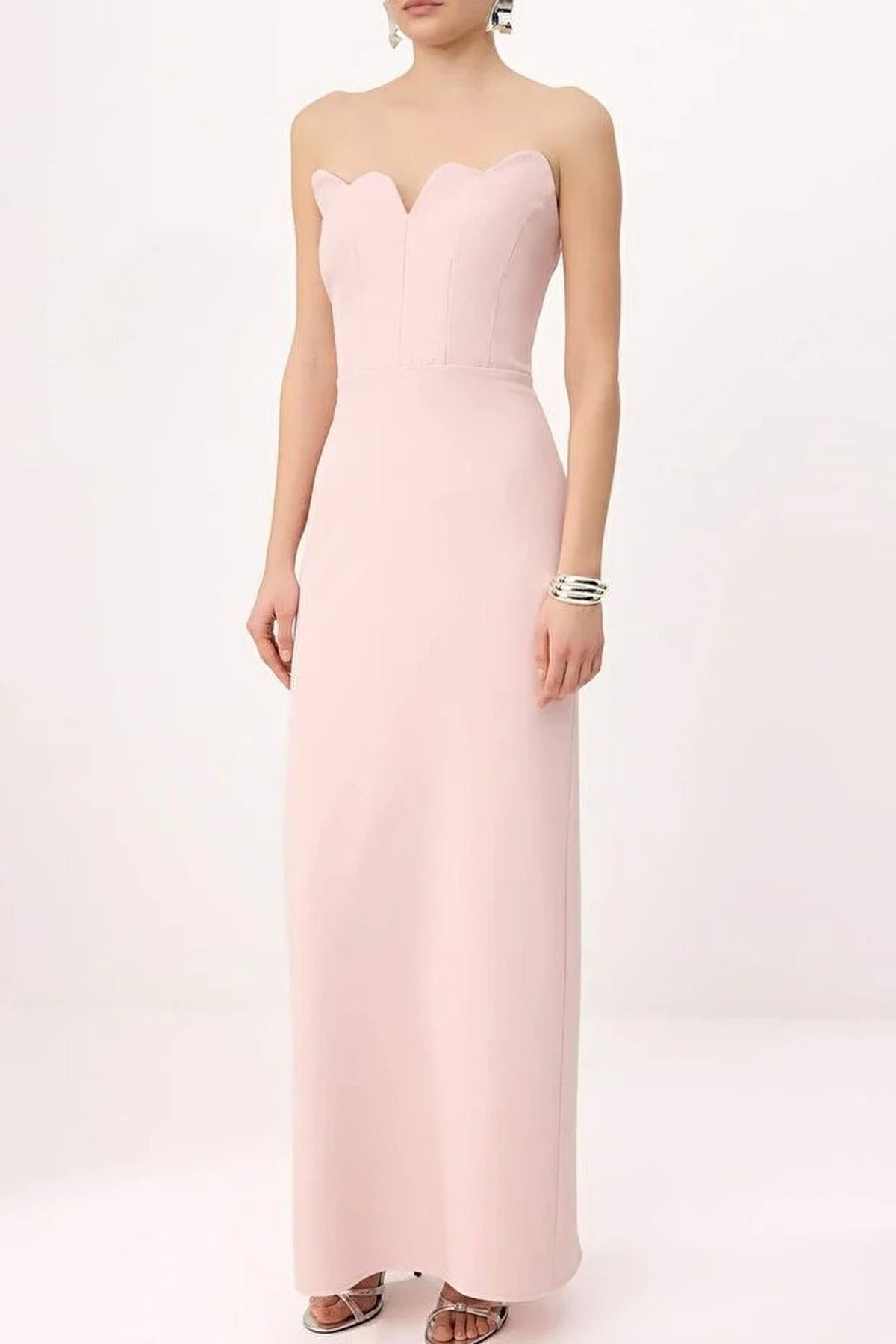 Strapless Woven Finike Maxi Evening Dress