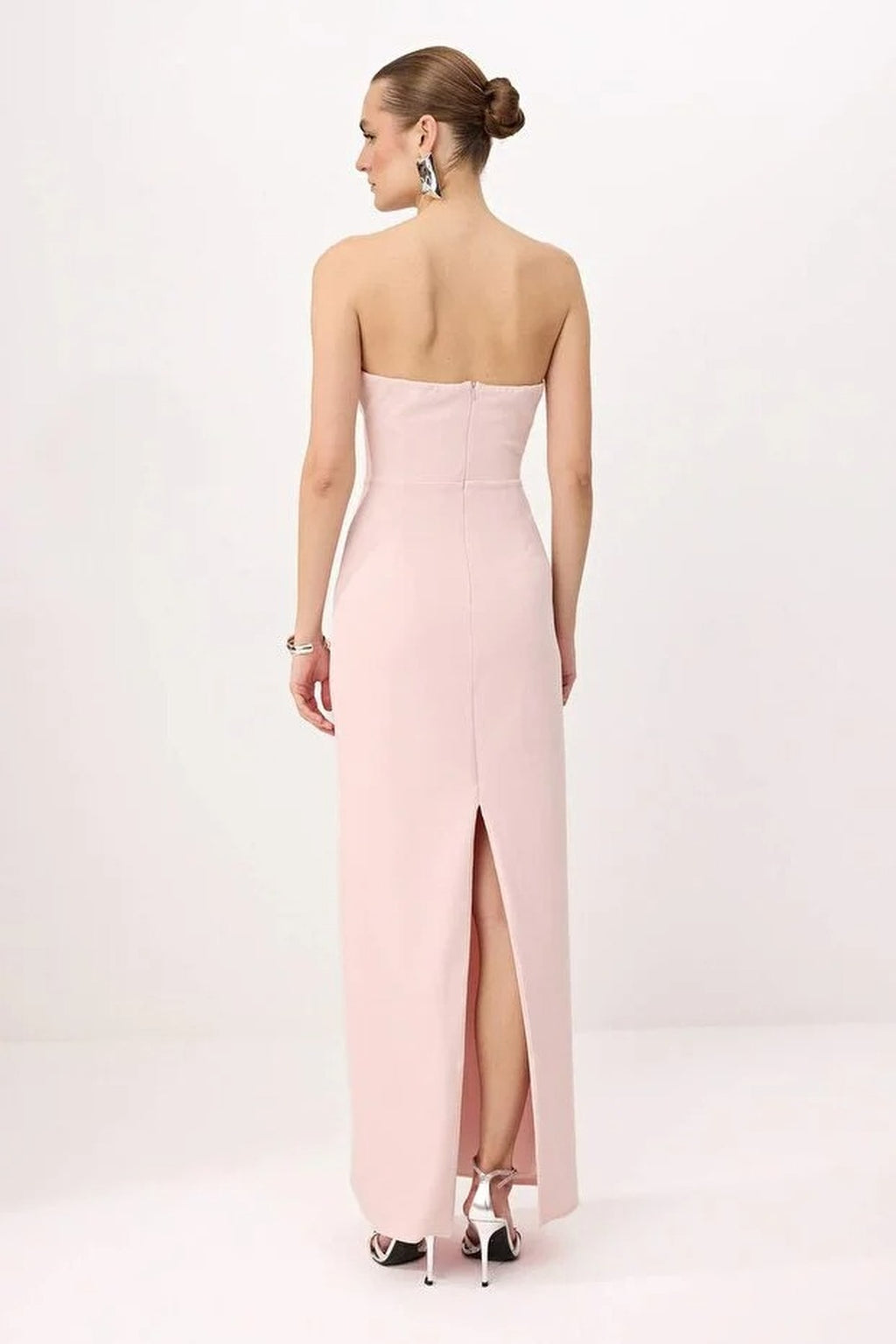 Strapless Woven Finike Maxi Evening Dress
