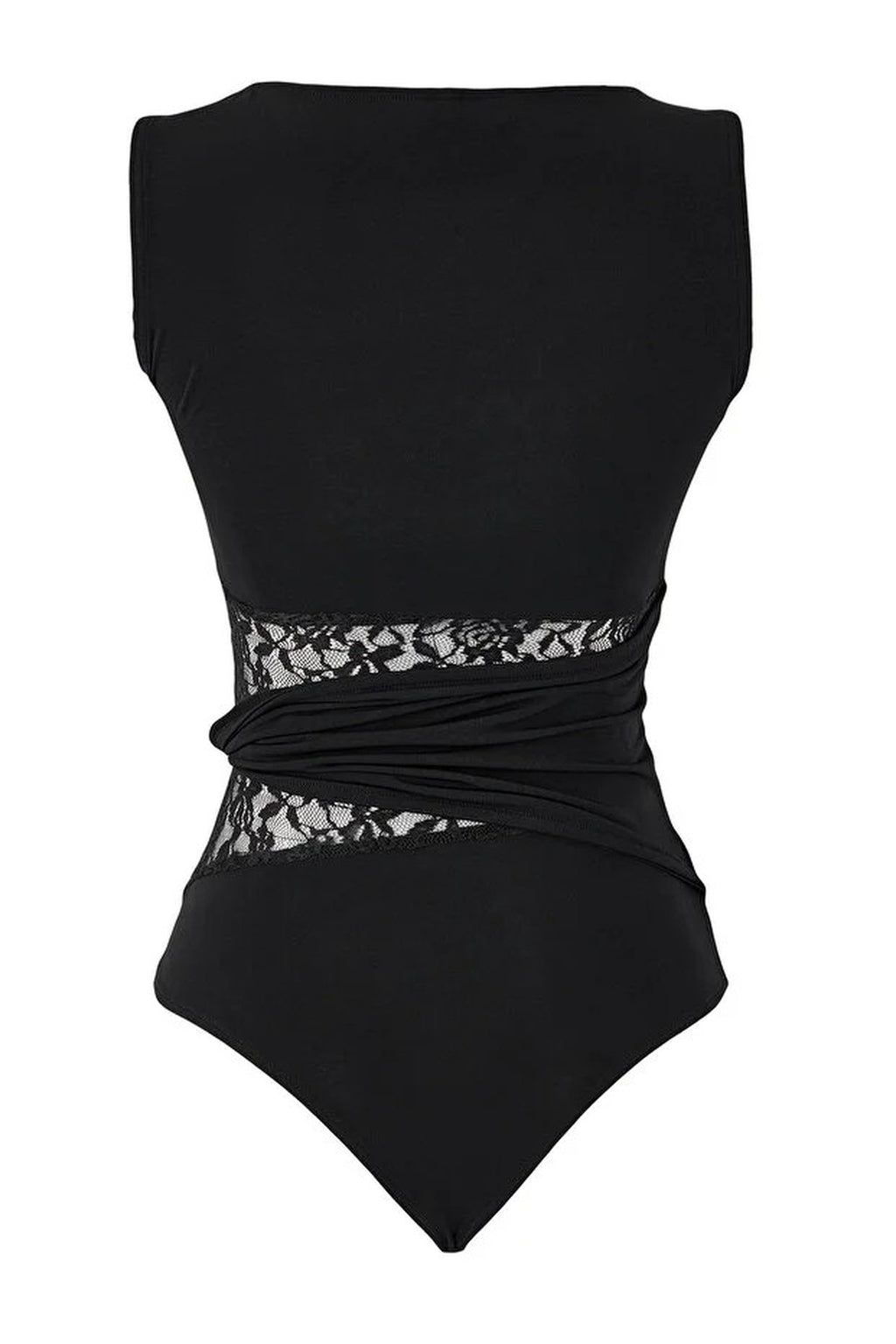 Lace Detail Transparent Knitted Bodysuit