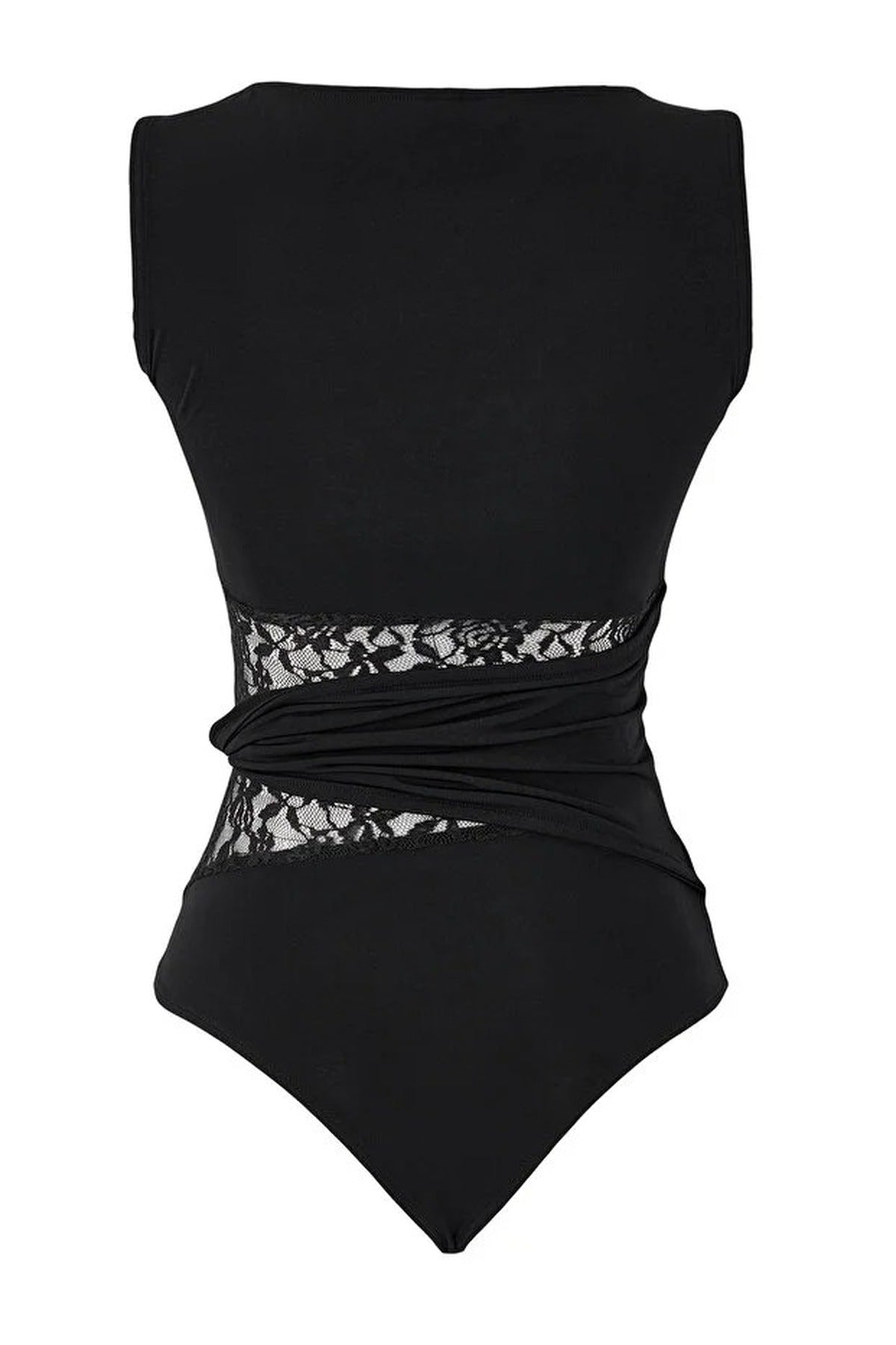 Lace Detail Transparent Knitted Bodysuit