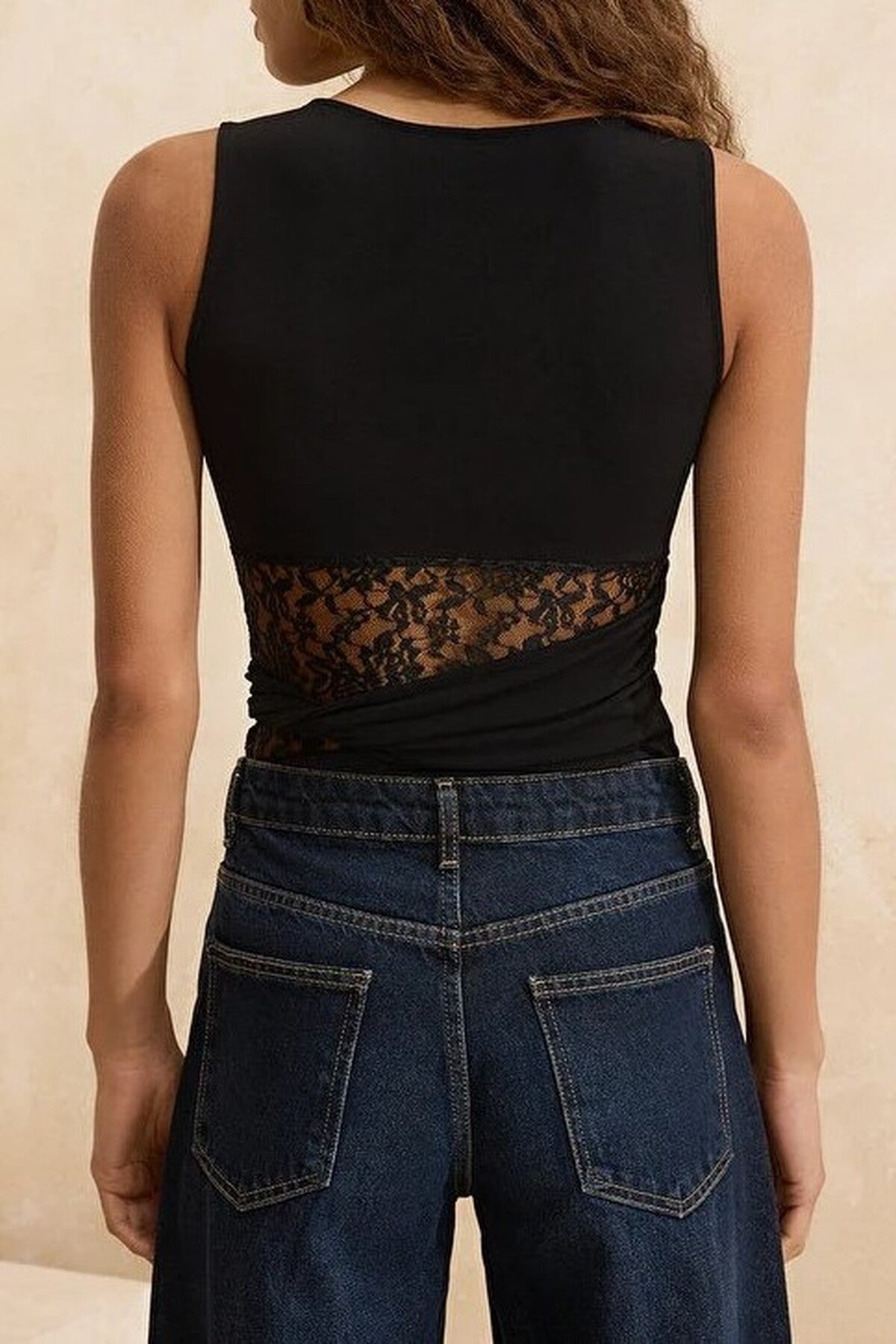 Lace Detail Transparent Knitted Bodysuit