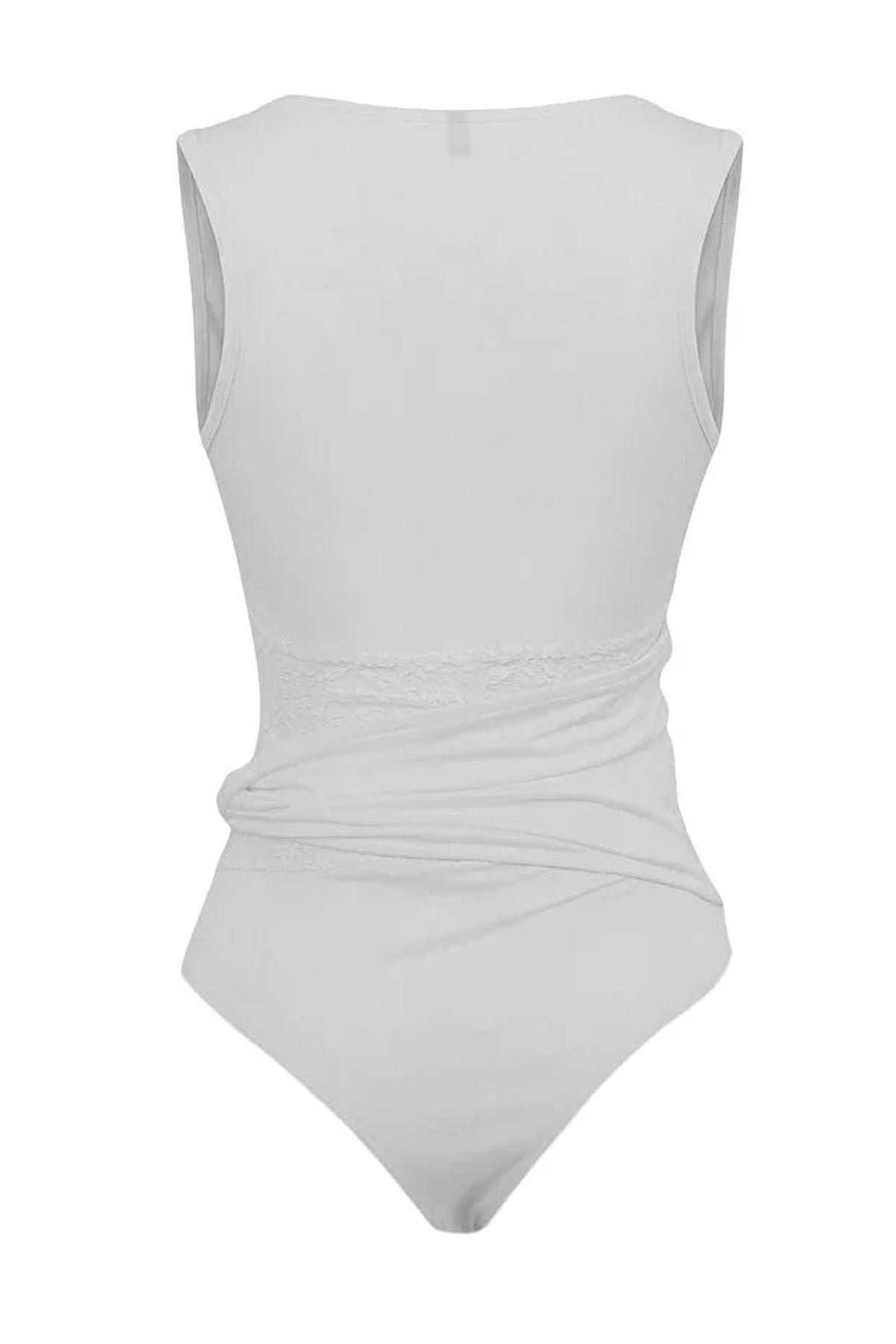 Lace Detail Transparent Knitted Bodysuit
