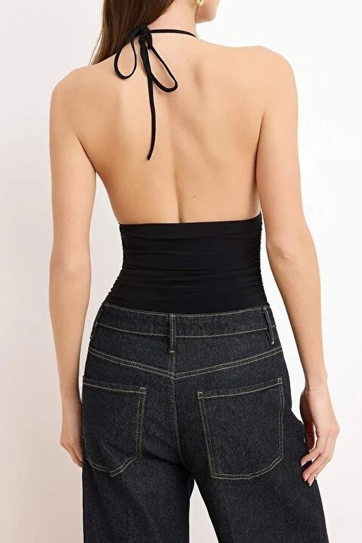Accessory Detail Ruched Party Bodysuit