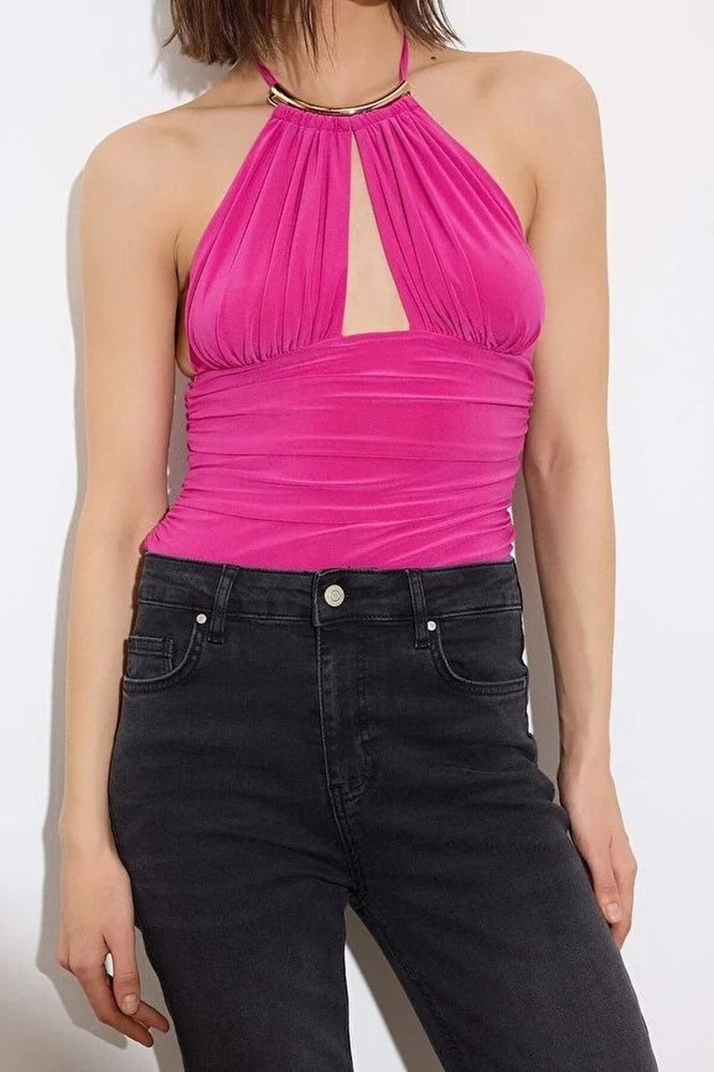 Accessory Detail Ruched Party Bodysuit