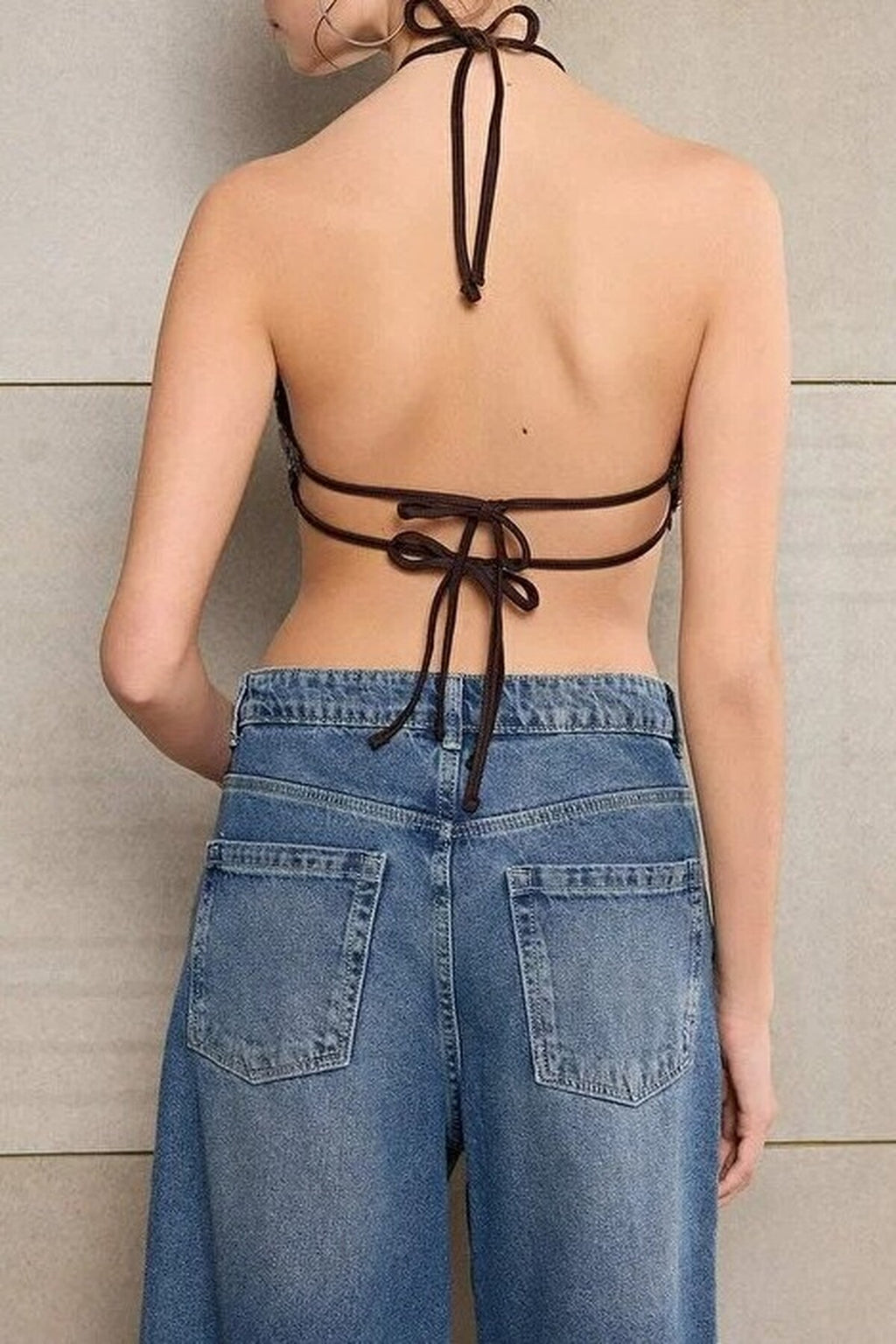 Backless Sequin Embellished Bustier