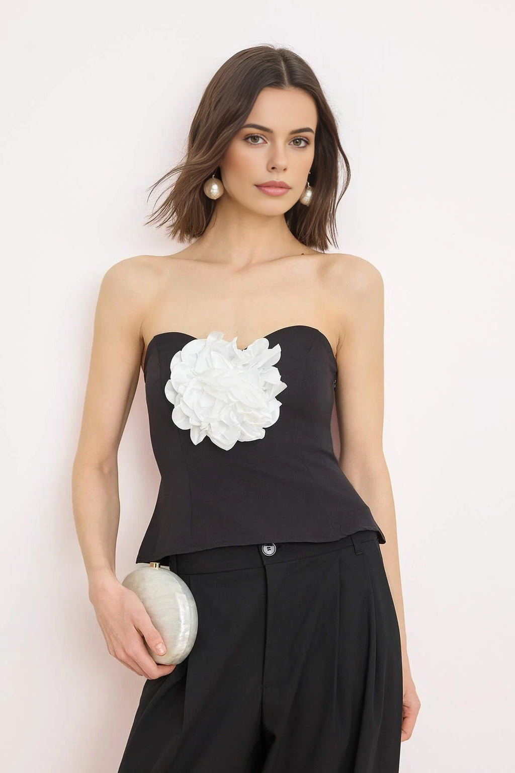 Sweetheart Neckline 3D Floral Applique Bustier Top
