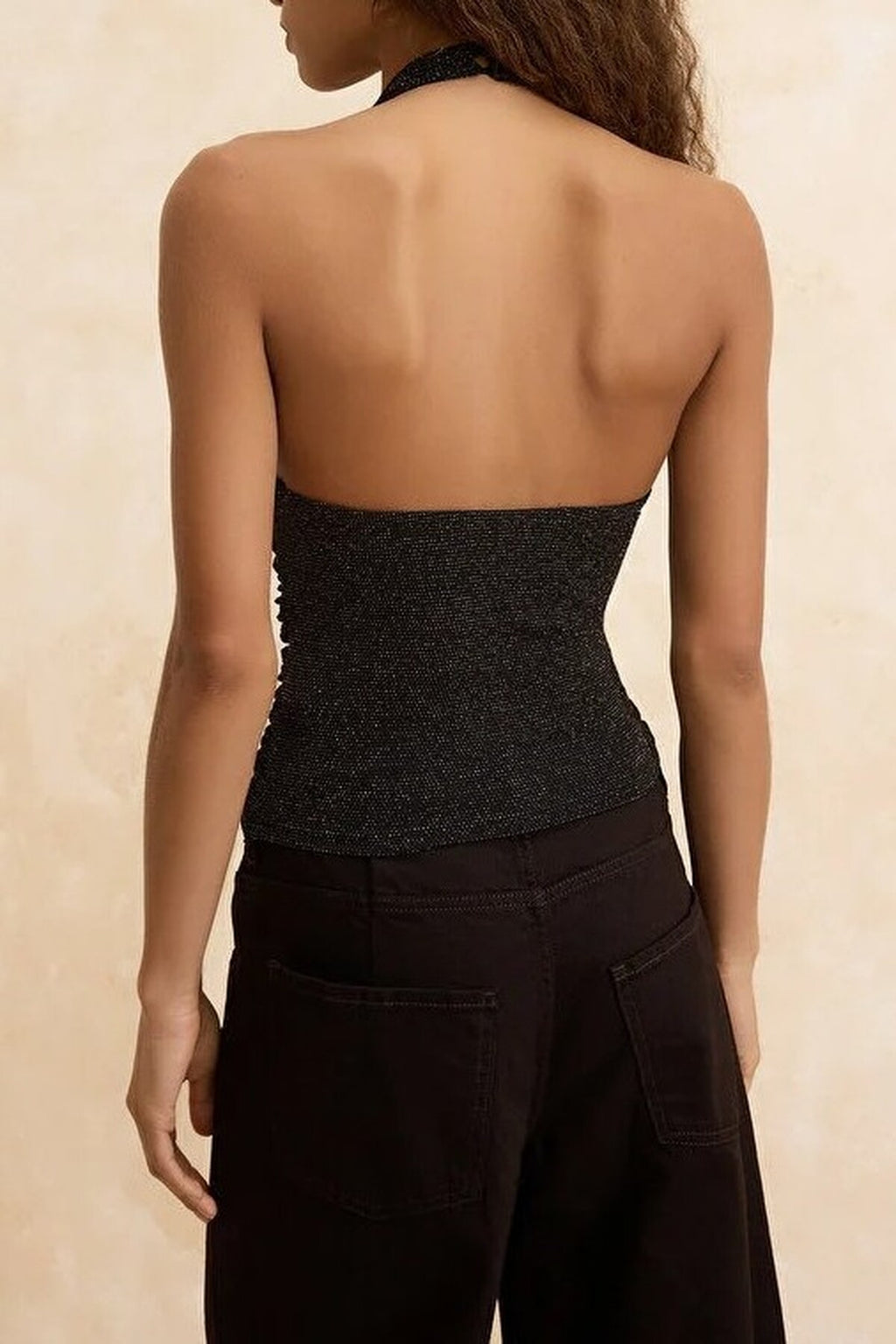 V-Neck Sleeveless Knitted Glittery Party Blouse
