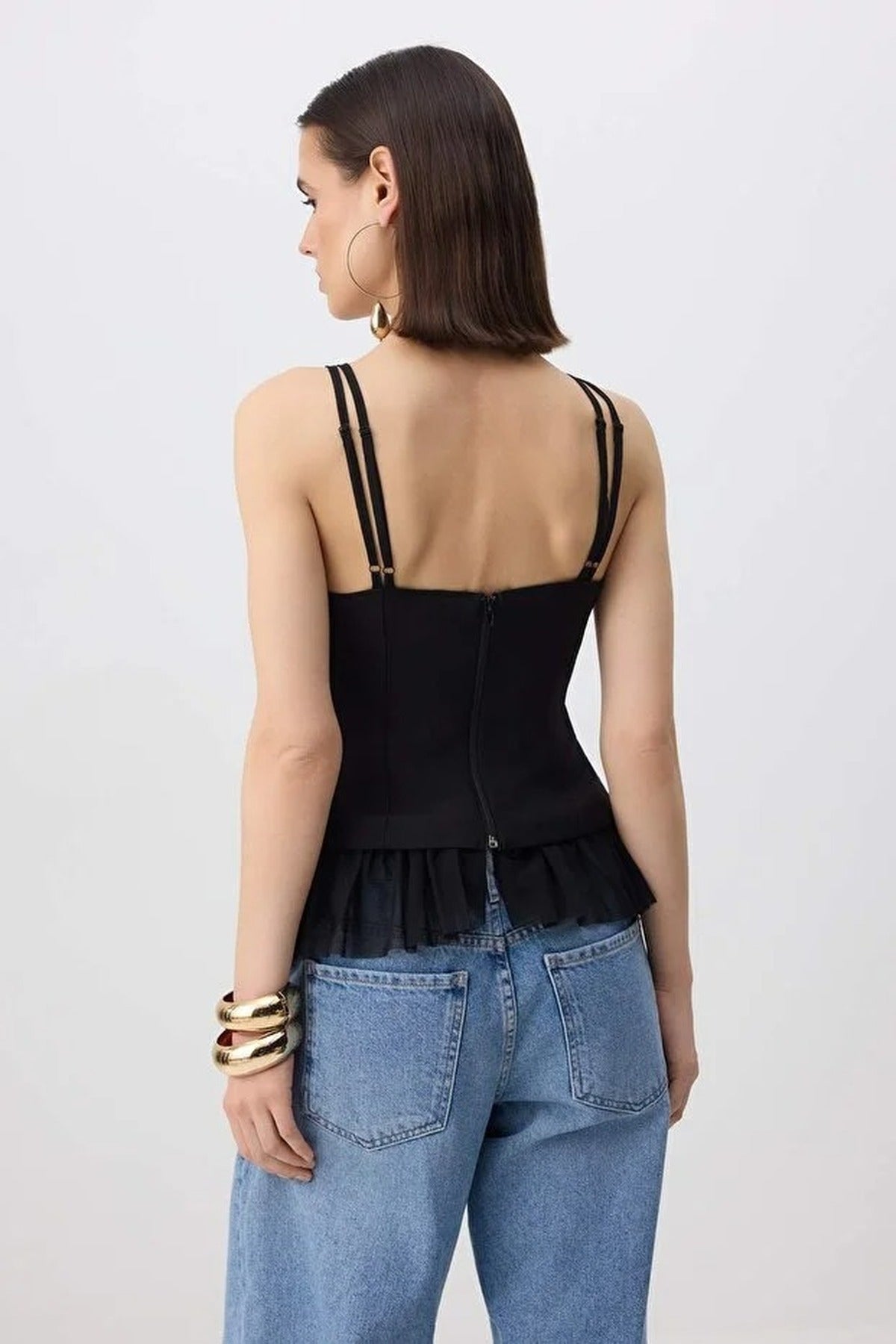 Tulle Detailed Elegant Woven Blouse