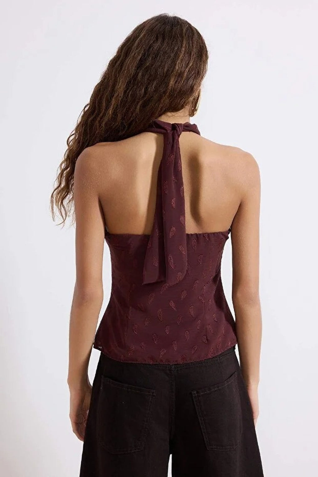 High-Neck Blouse with Accessory Details