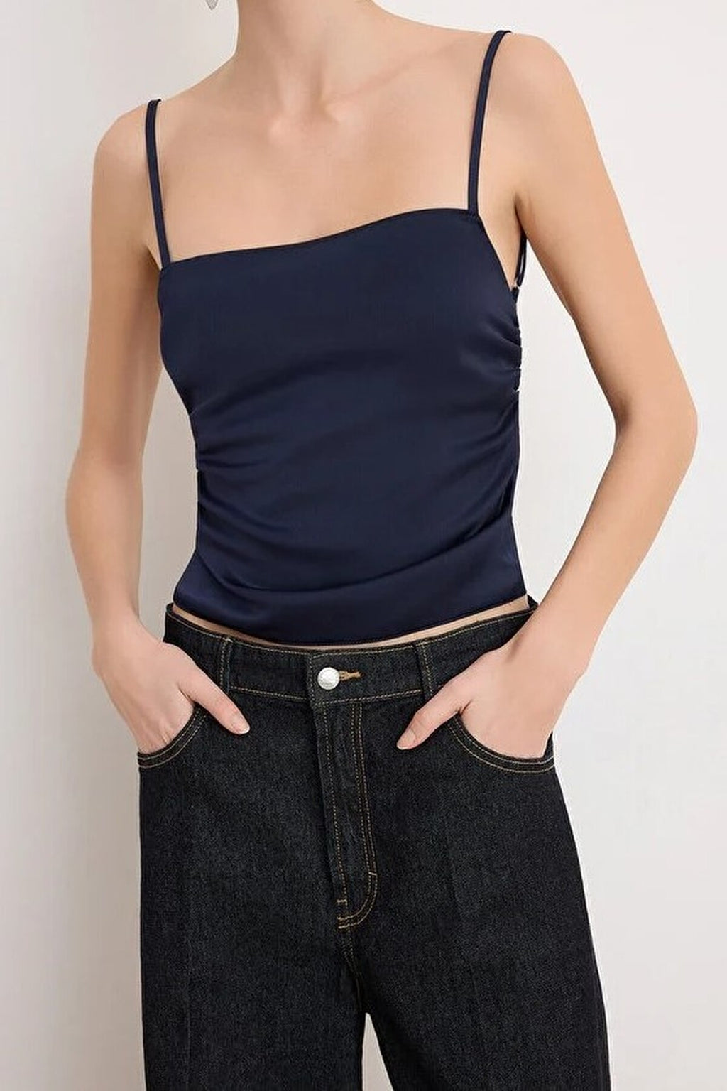 Back Tie Satin Party Blouse