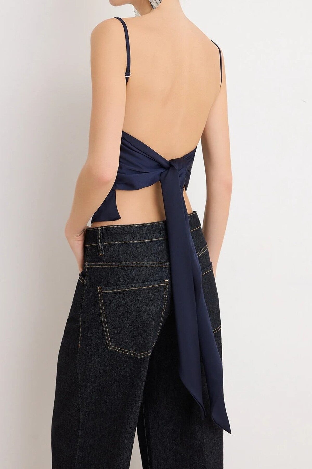 Back Tie Satin Party Blouse